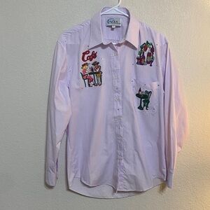Vintage Las Olas Women's Lavender Embroidered Button Down Shirt